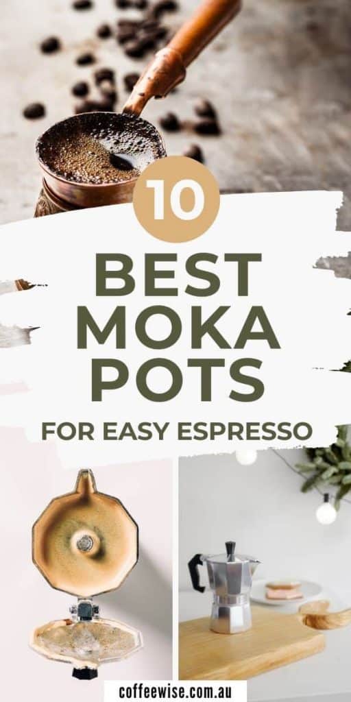 three images of moka pots with text overlay best moka pots for easy espresso
