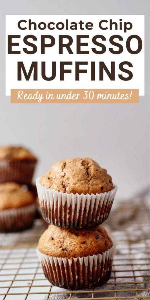 coffee muffins with text overlay chocolate chip espresso muffins