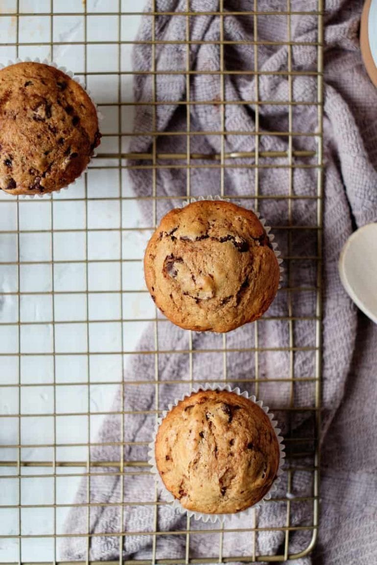 healthy coffee muffins on a cooling rack
