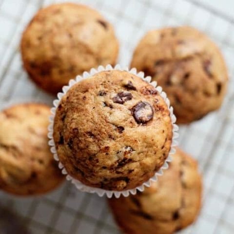 coffee chocolate muffins on tray