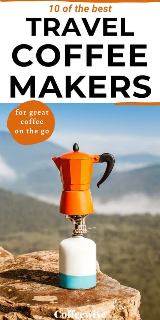 Portable coffee maker on gas outdoors