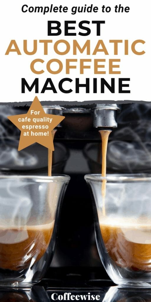 close up of espresso in cups with text overlay best automatic coffee machine