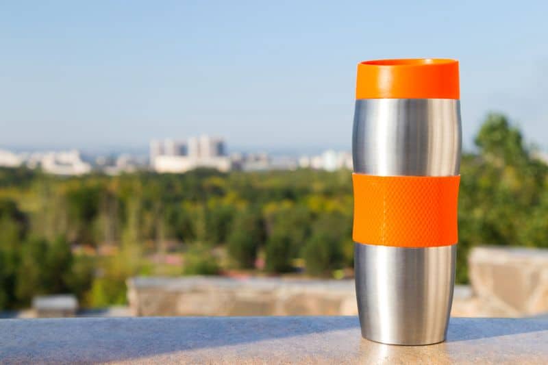 Vacuum flask outdoors