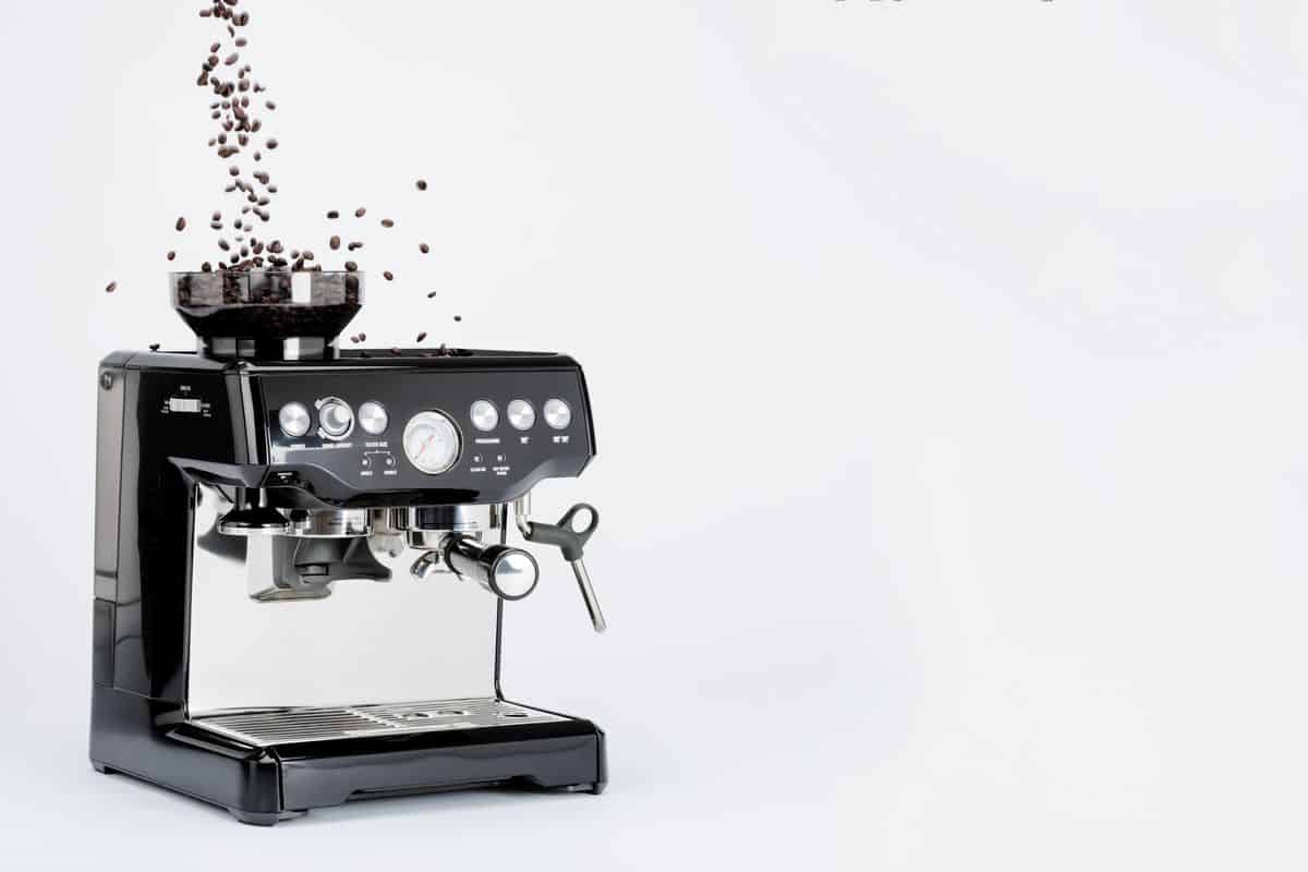 Black semi automatic coffee machine with grinder