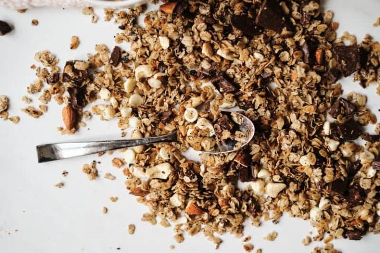 healthy recipe granola cereal with spoon