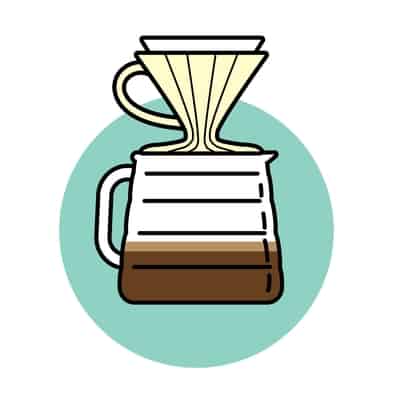 Pour over filter coffee brewing method icon