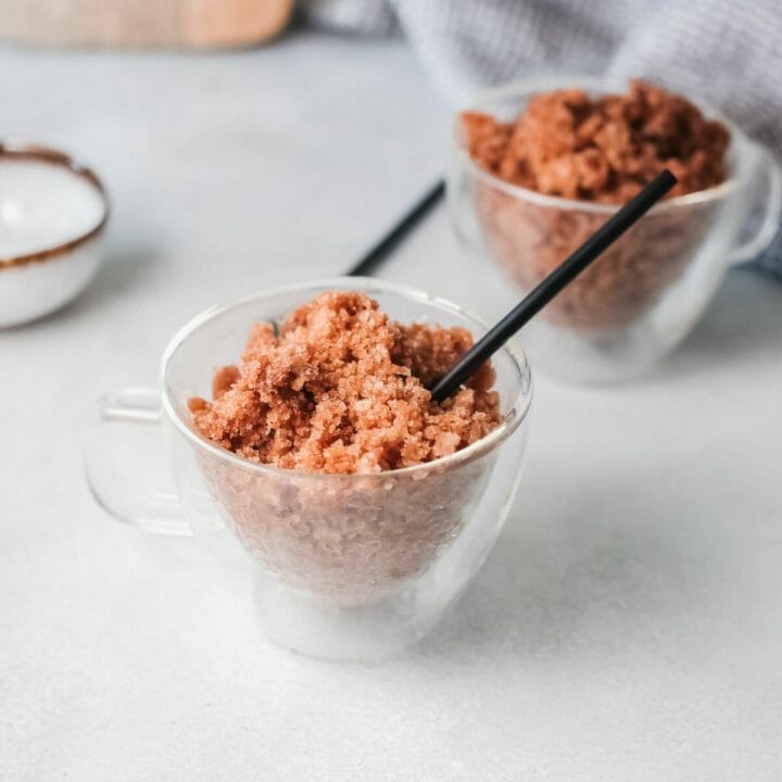 Homemade coffee granita cups with spoons