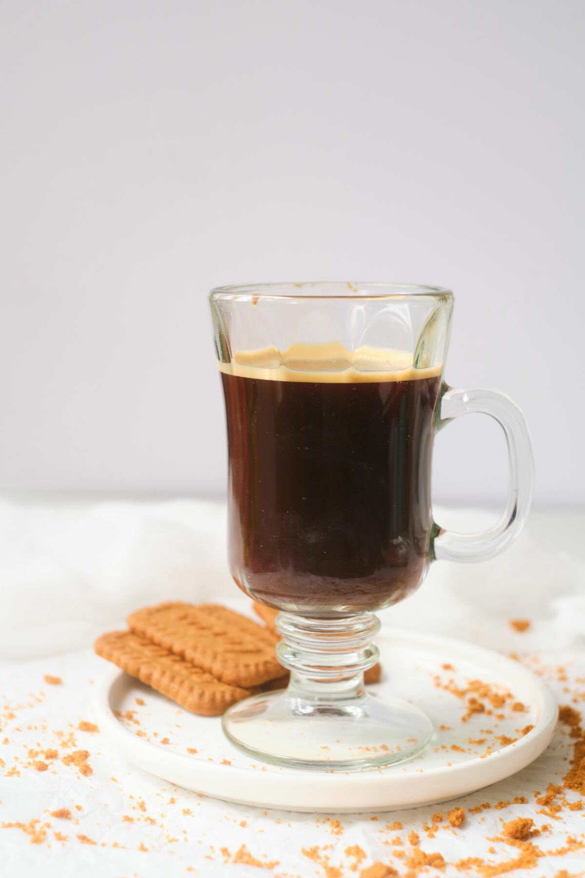 Process shot to make a biscoff coffee.