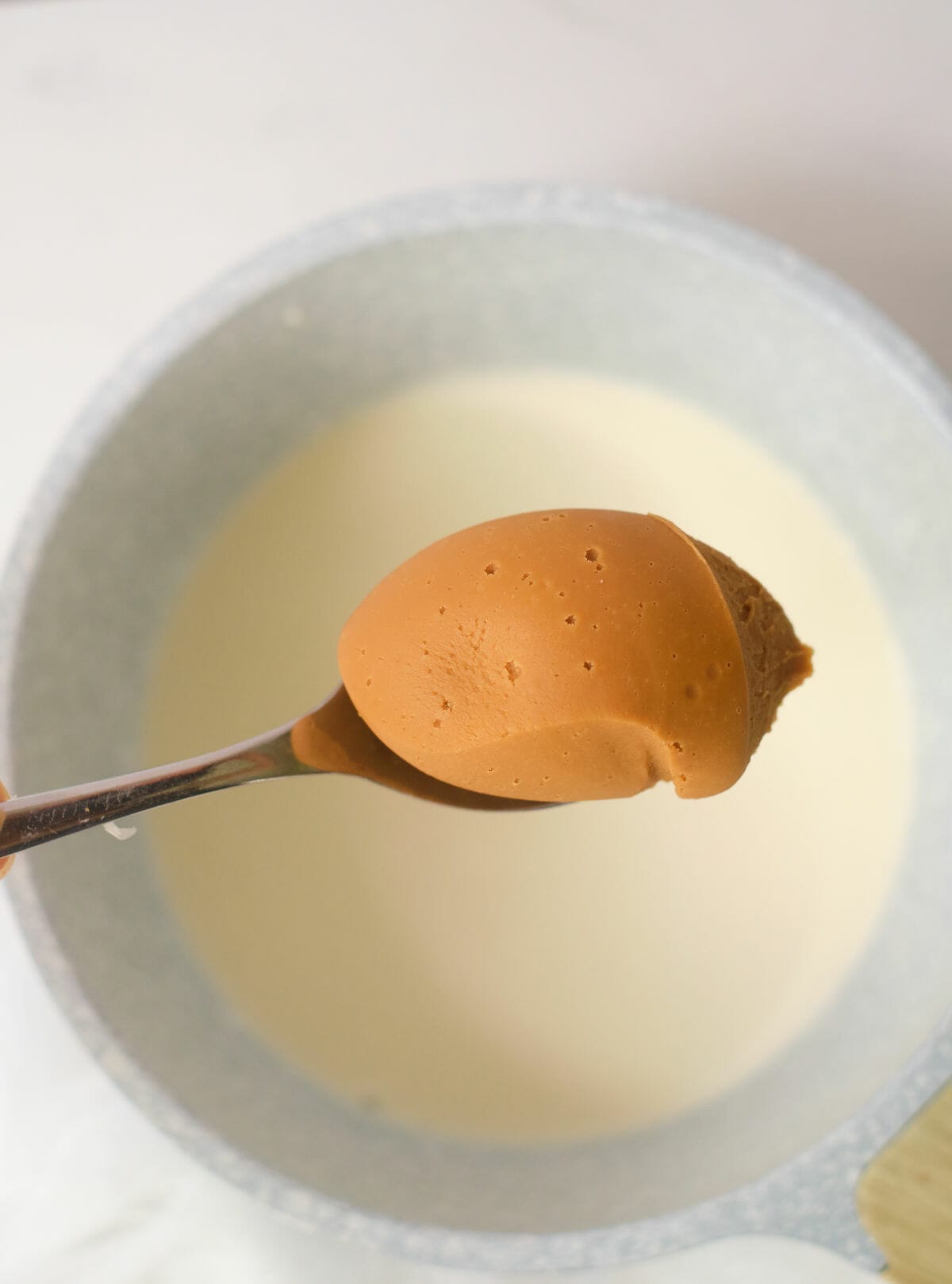 Lotus biscoff spread on spoon