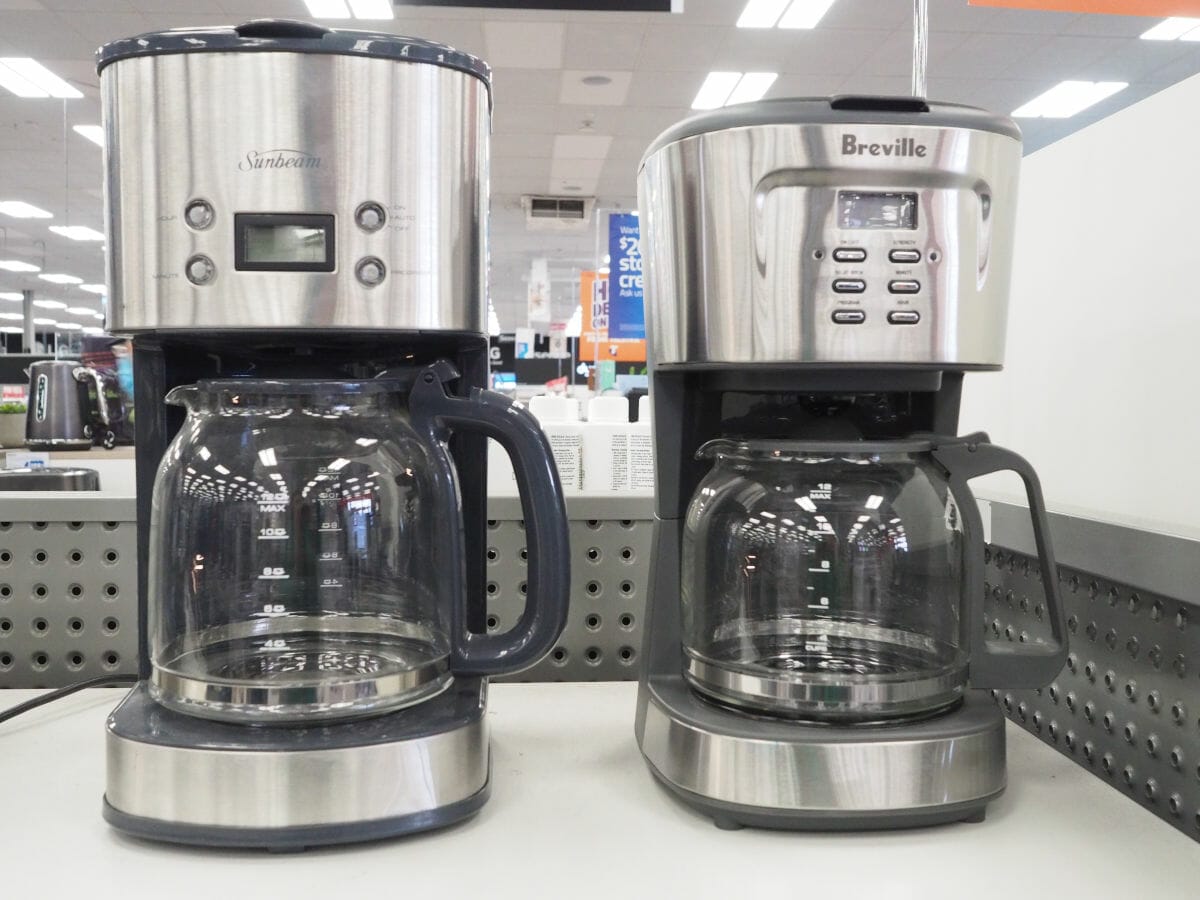 Sunbeam and Breville Filter Coffee Makers in Retail Store.