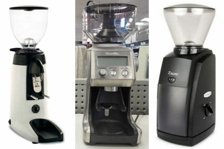 Three automatic Australian coffee grinder brands side by side in collage.